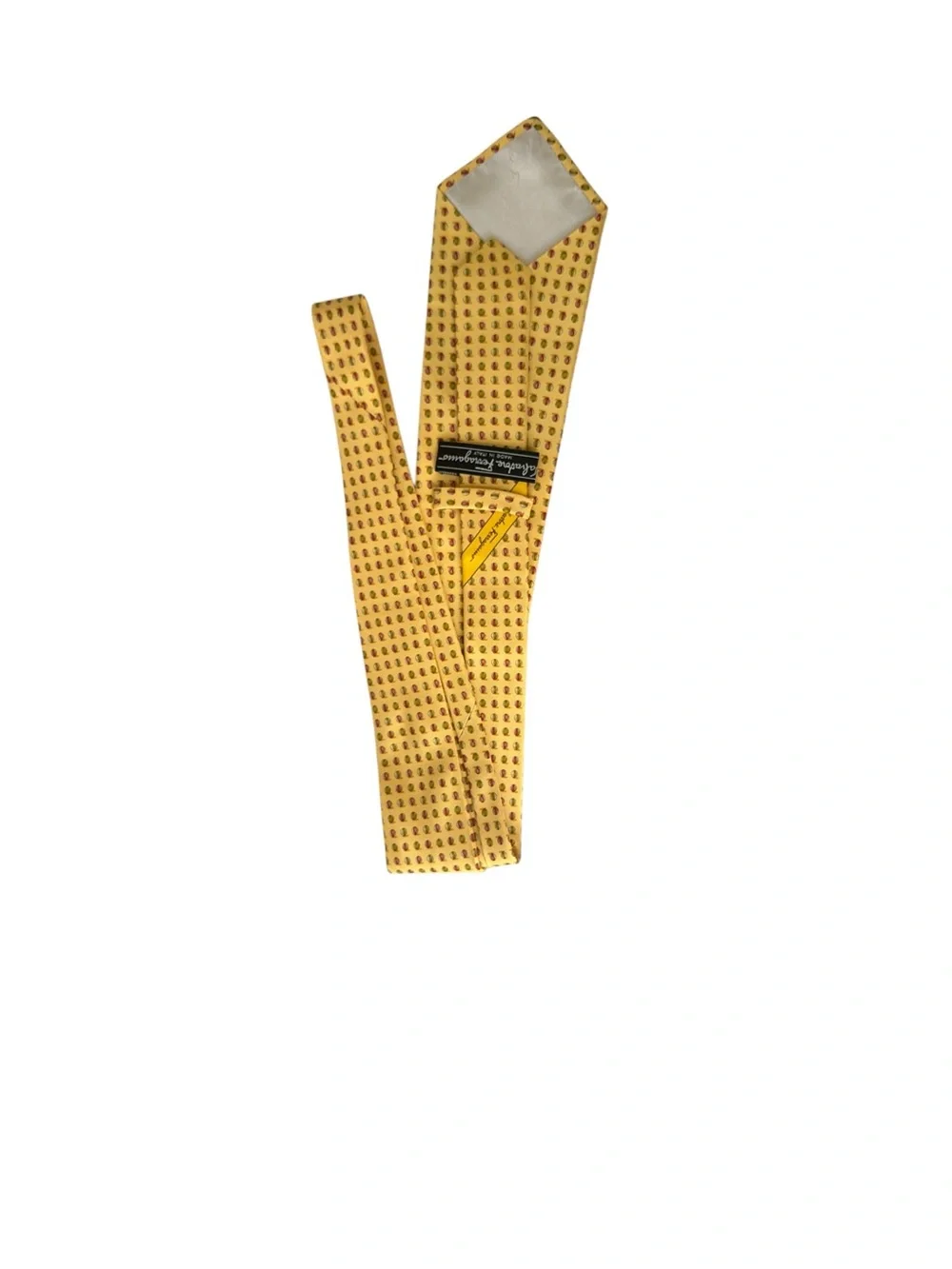 Salvatore Ferragamo Yellow Silk Tie with Red and Brown Dot Motif